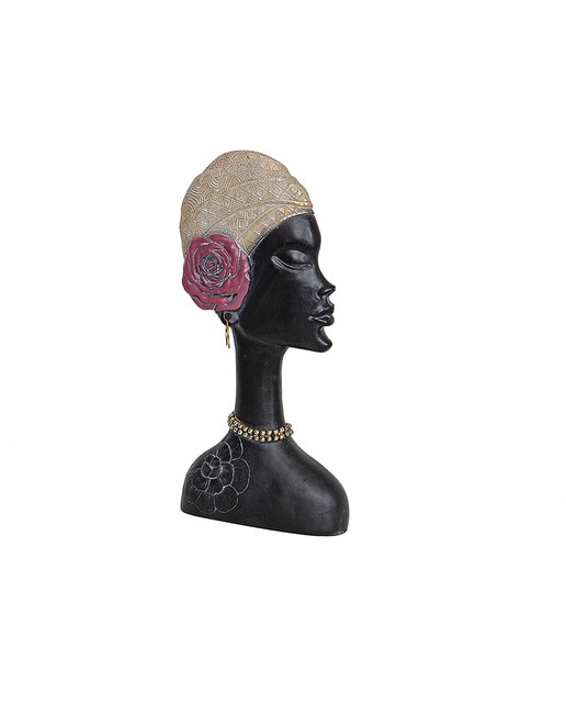 Busto resina mujer turbante flor