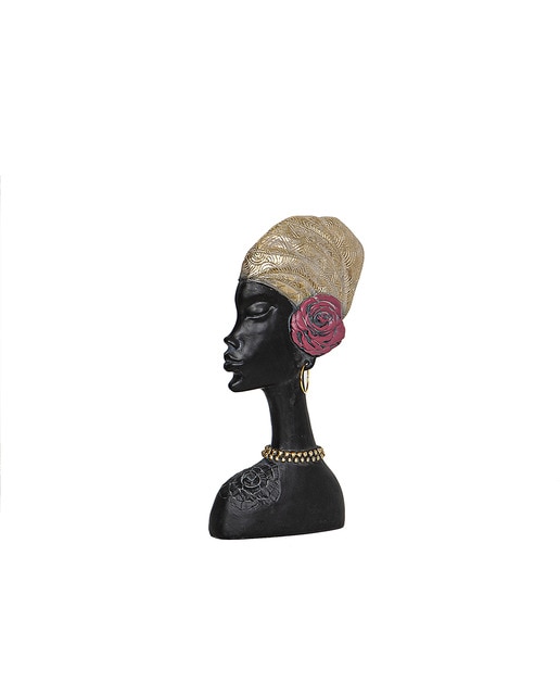 Busto resina mujer turbante flor