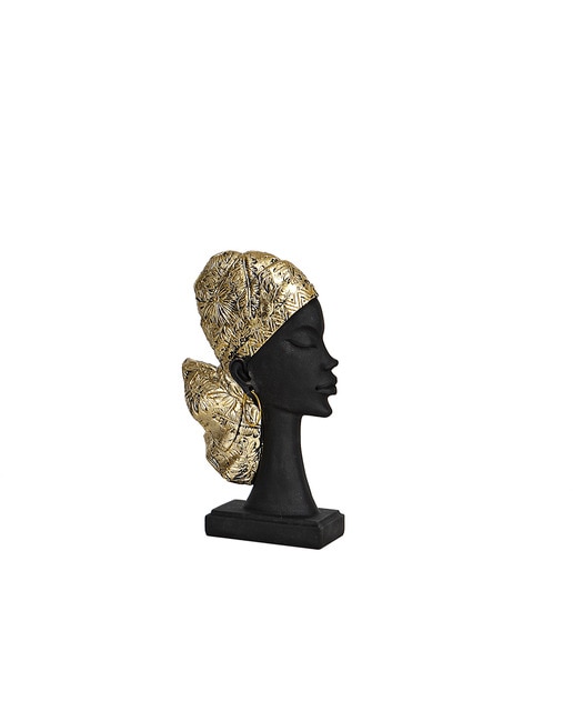 Busto resina mujer turbante dorado