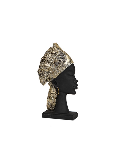 Busto resina mujer turbante dorado