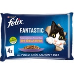 Fantastic comida húmeda para gatos selecciones favoritas en gelatina 4 sobres 85 g