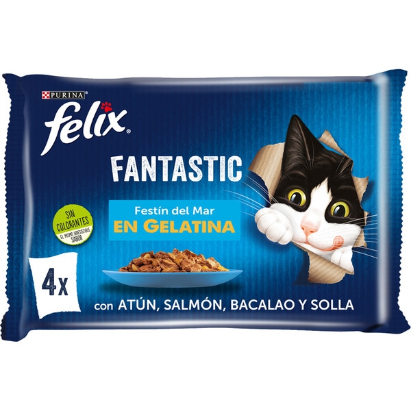 Fantastic comida húmeda para gatos festín del mar en gelatina 4 sobres 85 g