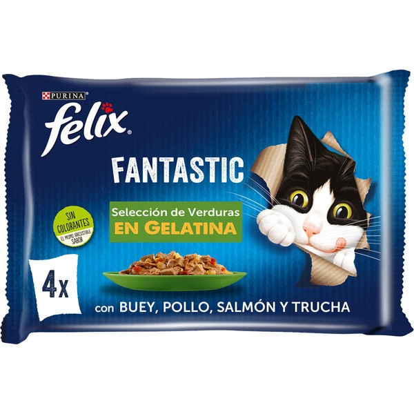 Fantastic Feuchtfutter für Katzen ausgewähltes Gemüse in Gelatine 4 Taschen 85 g