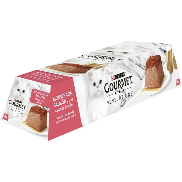 Revelations Feuchtfutter in Mousse für ausgewachsene Katzen mit Lachs 4 Verpackungen 57 g
