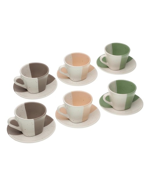 Set 6 tazas té c/plato clara