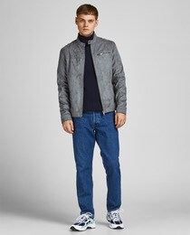 Men's faux leather biker jacket