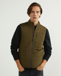 Men's waterproof gilet with stripes on the waistband