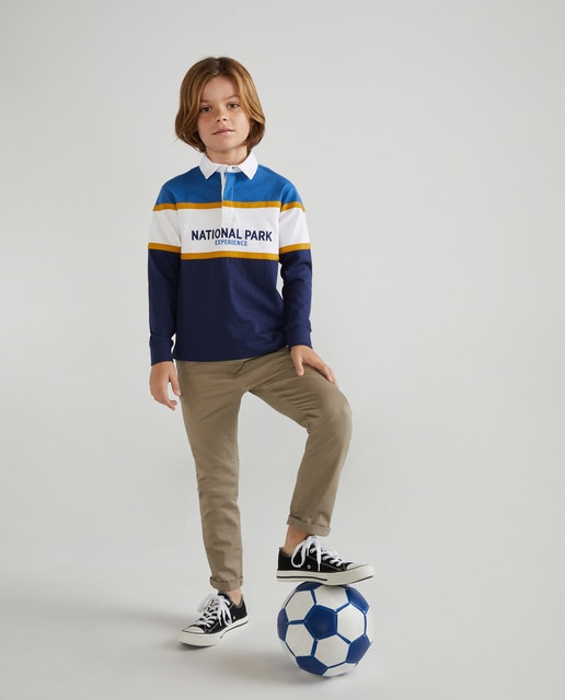 Boys' longsleeve polo shirt with seam print · Children's fashion · El