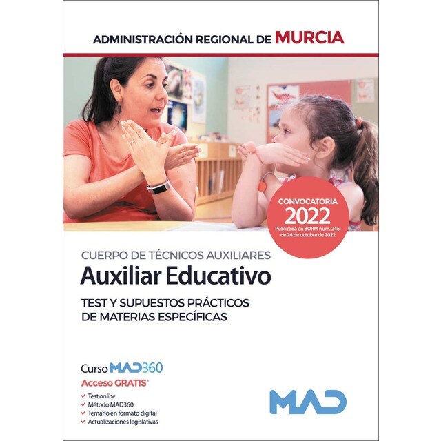 Cuerpo de Técnicos Auxiliares, opción Auxiliar Educativo, de la Administración Regional de Murcia. T (Tapa blanda)