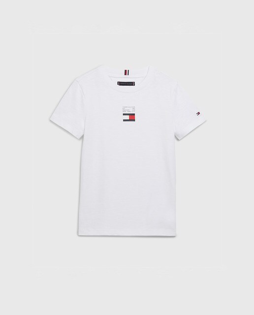 T-shirt garçon à col rond et manches courtes avec logo