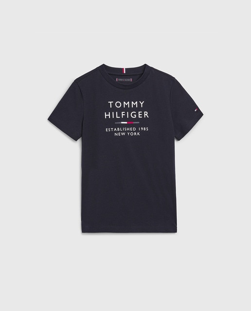 Boys' short-sleeve T-shirt with a round collar and logo