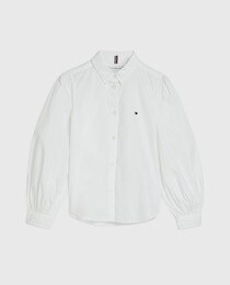 Girls' shirt with belled sleeves and logo