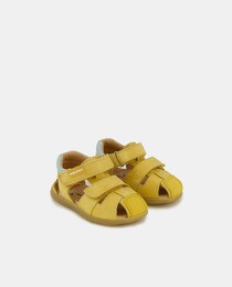 Baby boys' leather huarache sandals with logo and double adhesive strap