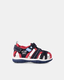 Baby boys' closed-toe sandals with contrasting details and adhesive strap fastening