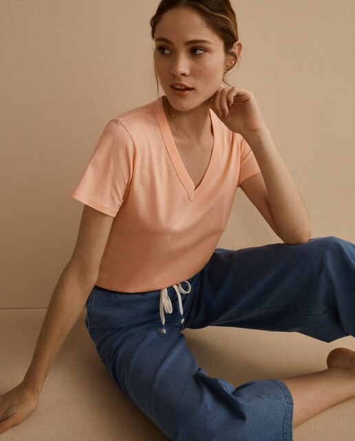 T-shirt femme col en V