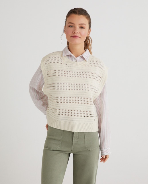 Veste sans manches femme ajourée fine