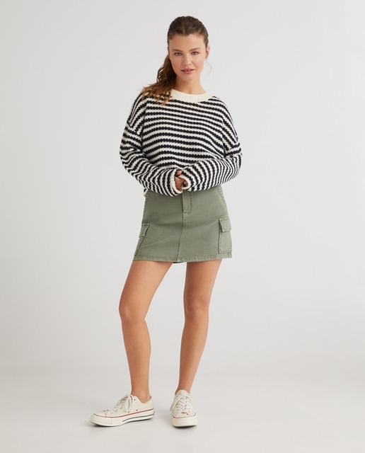 Falda mini cargo lisa