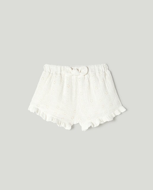 Baby girls' Bermuda shorts with embroidery and frill
