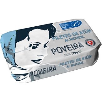 POVEIRA atún en filetes al natural lata 85 g neto escurrido