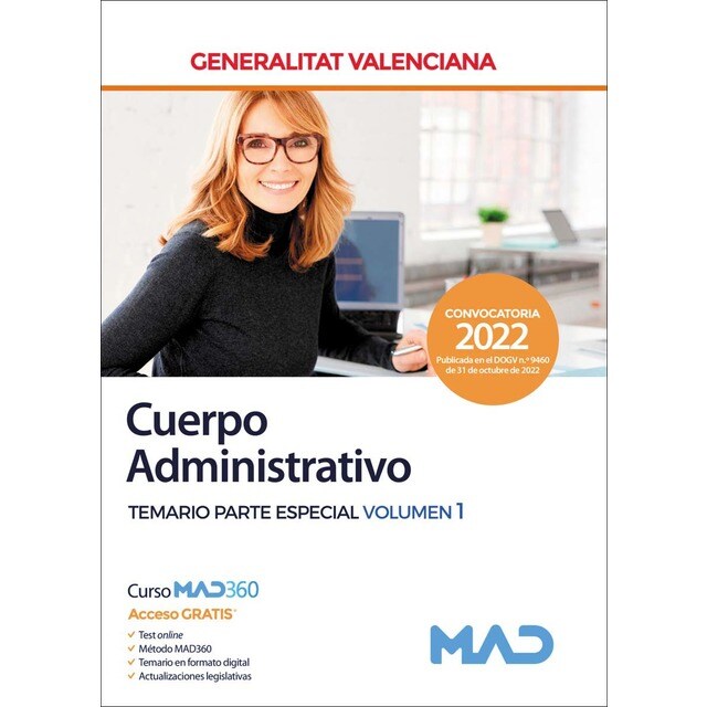 Cuerpo Administrativo de la Generalitat Valenciana. Temario Parte Especial volumen 1 (Tapa blanda)