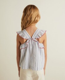 Girls' striped blouse with embroidery