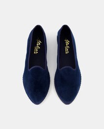 Women's blue cotton Venetian slippers with rubber sole