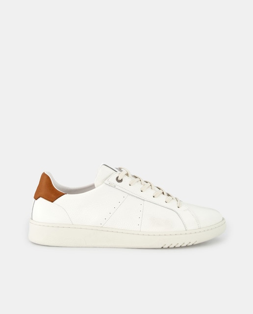 Zapatillas de hombre tipo casco bajas en piel con talón en contraste y suela de goma