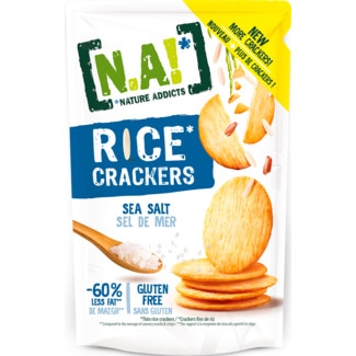 Nature  Addicts Bolachas Crackers de Arroz com Sal do Mar embalagem 85 g