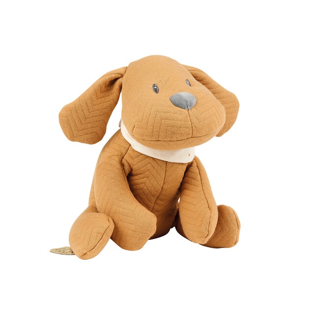 Nattou – Peluche jacquard perrito Charlie Nattou caramelo.