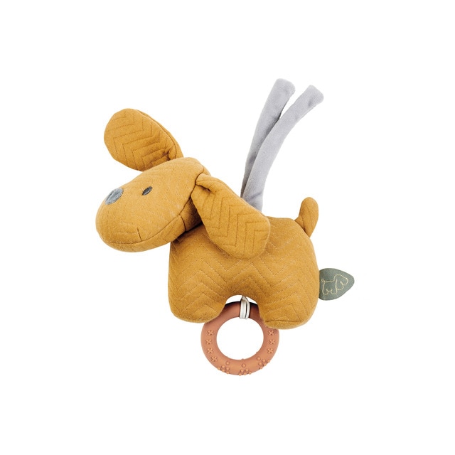 Nattou – Peluche mini musical jacquard perrito Charlie Nattou caramelo.