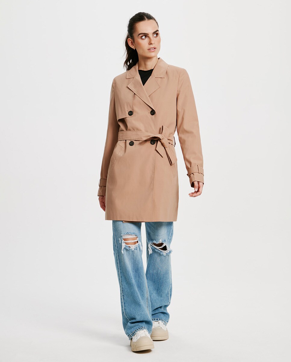 Women's short trench coat with pockets · Women's fashion · El Corte Inglés
