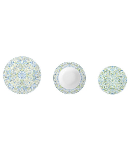 Vajilla set 18 porcelana 27 x 27 x 3 azulejos verde