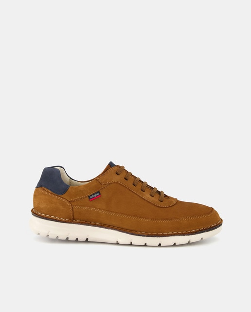 Men's low-top leather trainers with EVA sole and laces