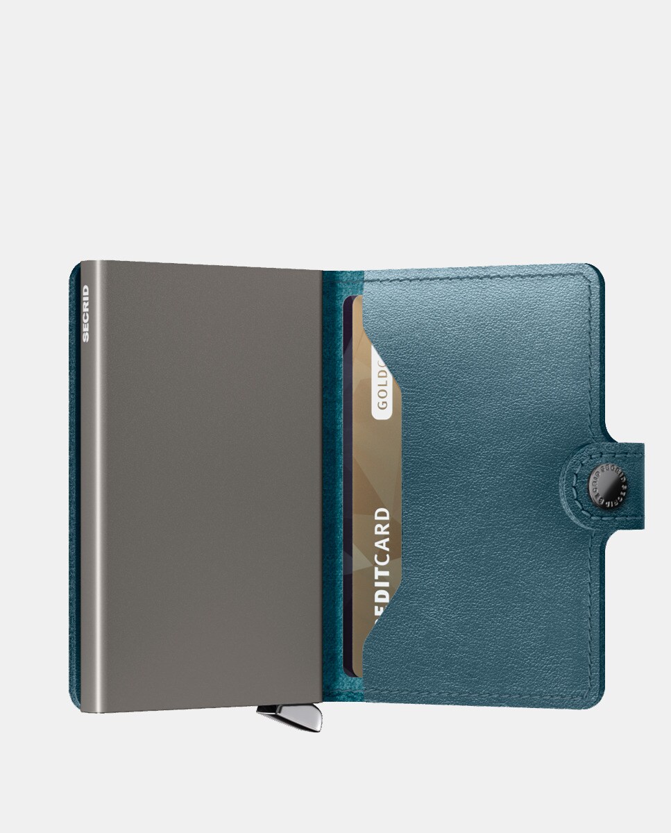 Blue leather card holder with RFID protection · Men's fashion · El