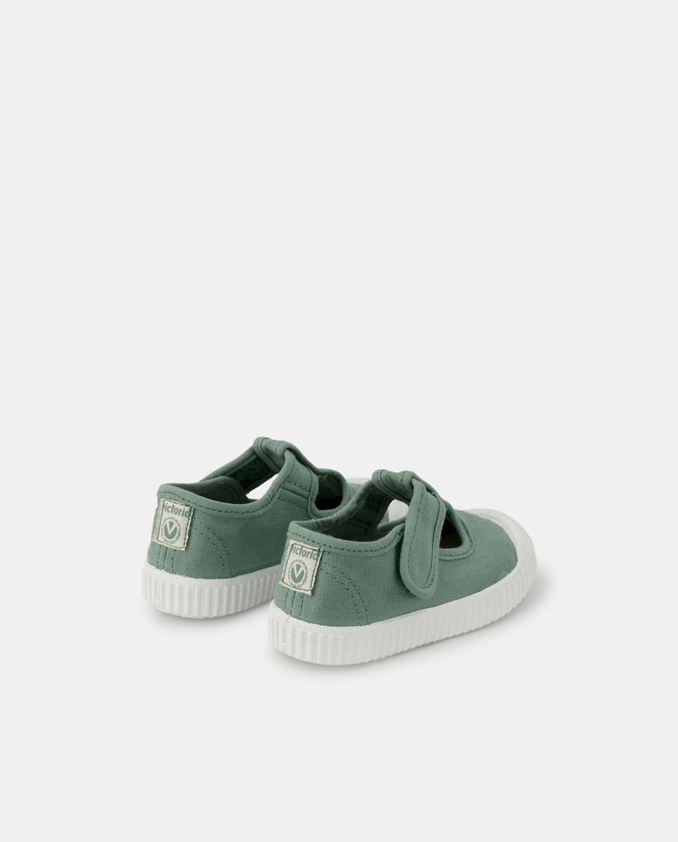Sapatos de Presilha de Bebé com Biqueira Reforçada, Fecho Aderente e em Lona - Verde Victoria Verde-3
