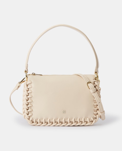 Bolso de hombro en color nude con trenzado