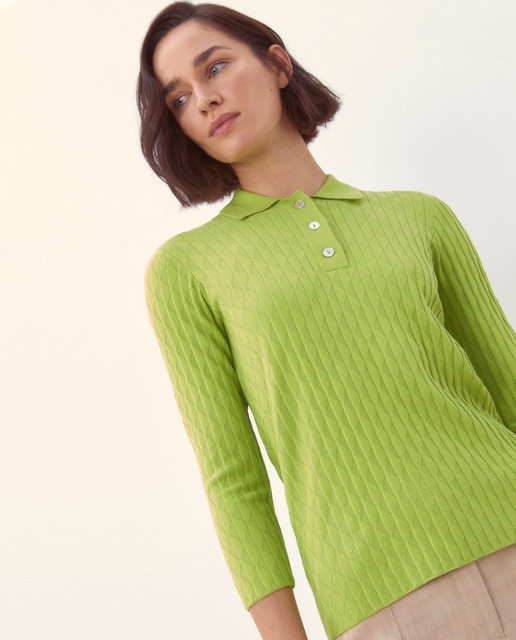 Jersey de punto con cuello polo mujer