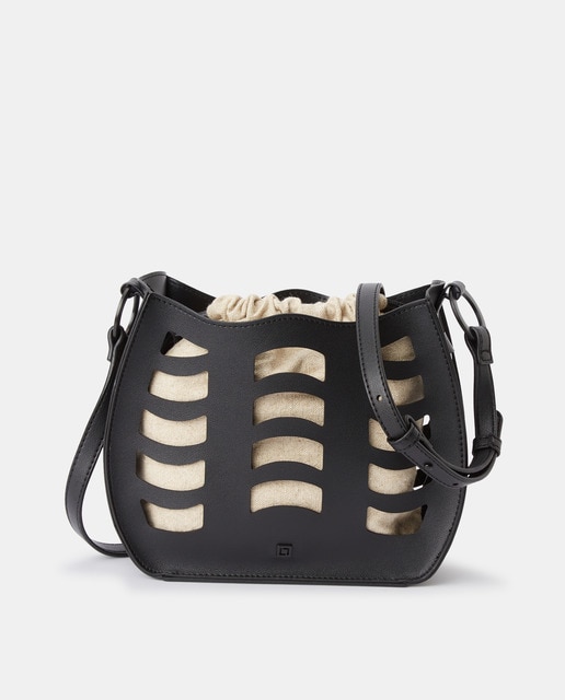 Bandolera troquelada en negro con funda interior