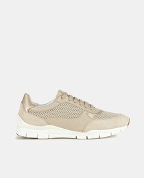 Women's taupe low-top cushioned running trainers with EVA sole
