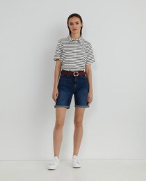 Short uni en jean femme