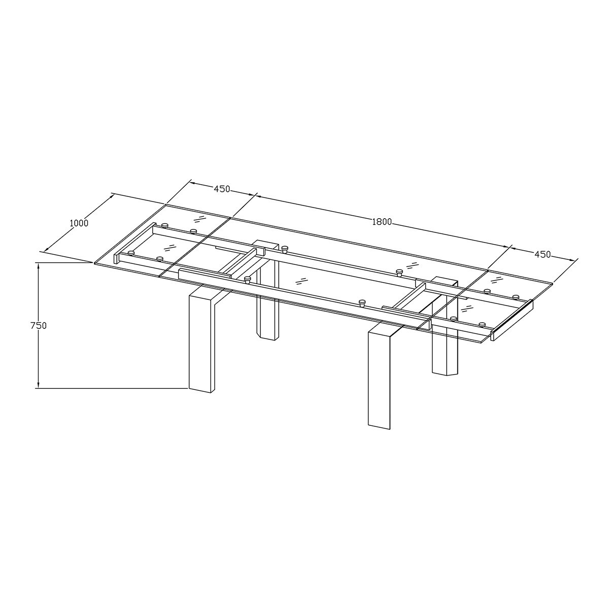Mesa Extensível de Madeira de Nogueira e Vidro Qubic Vidro Fumado/Nogueira-8