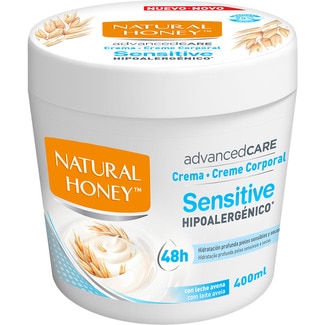 NATURAL HONEY AdvancedCare crema corporal hipoalergénica Sensitive 48 h con leche de avena jar 400 ml