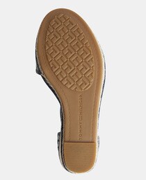 Espadrilles femme bleues à talon compensé et imprimé monogramme
