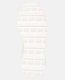 Women's beige low-top running trainers with side logo and multicoloured details