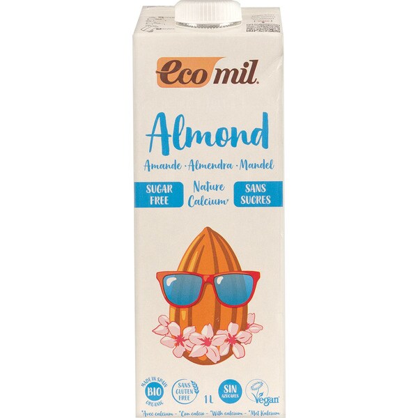 ECOMIL bebida de almendras con calcio ecológica sin gluten y sin azúcares envase 1 l