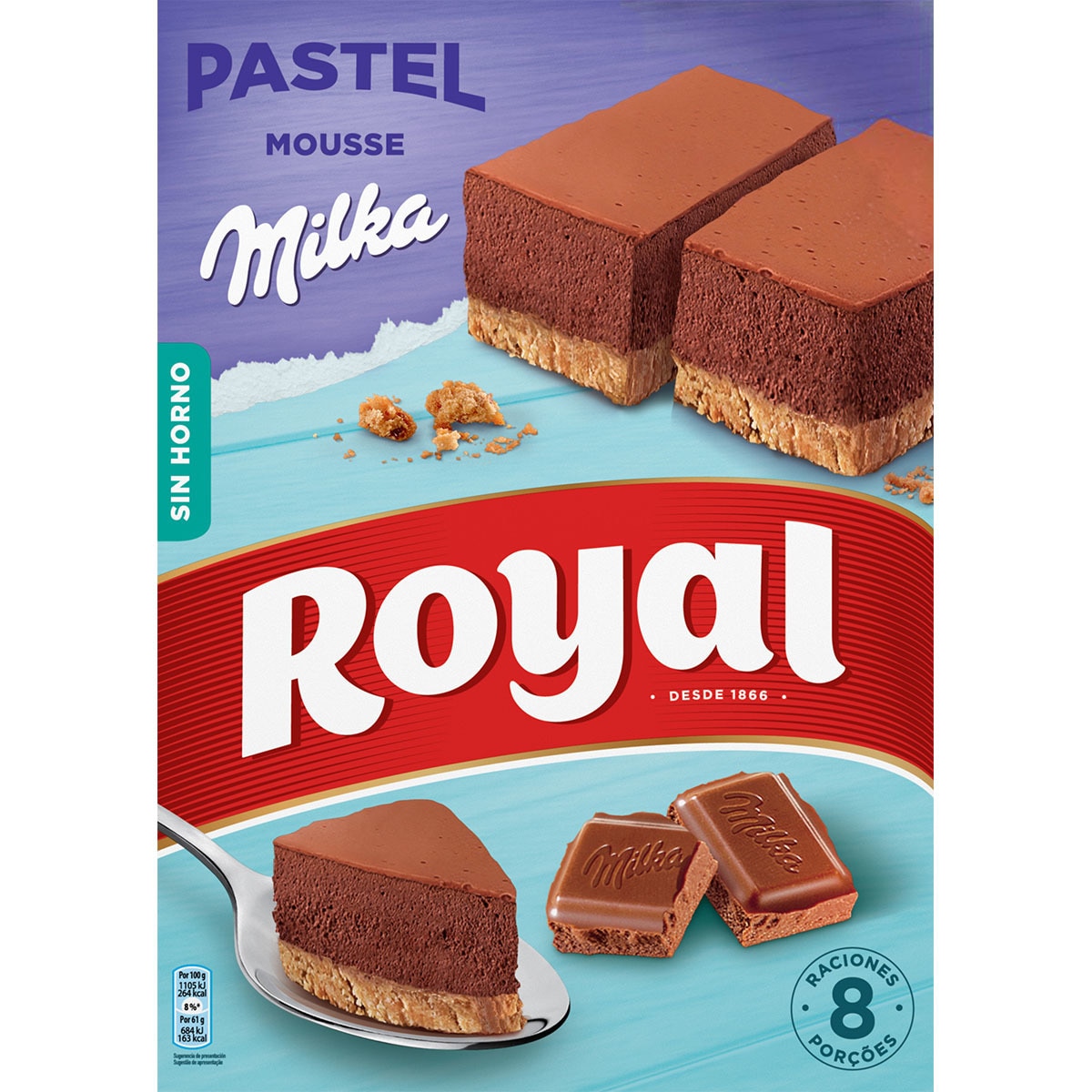 pastel mousse Milka para preparar 8 raciones