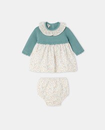 Baby's floral print Christening gown with bonnet