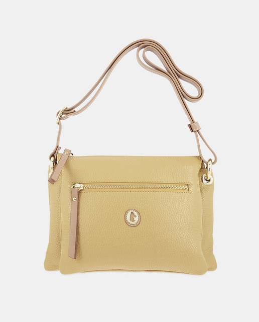 Mustard leather crossbody bag with front pocket · Women's fashion · El