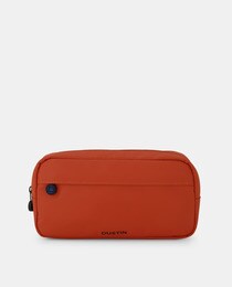 Large orange toiletry bag with front pocket