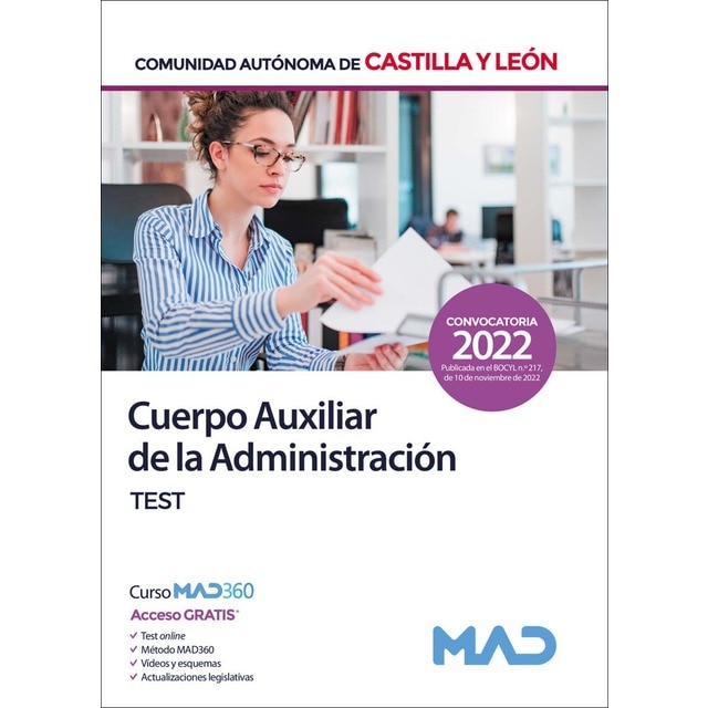 Cuerpo Auxiliar de la Administración de la Comunidad Autónoma de Castilla y León. Test (Tapa blanda)